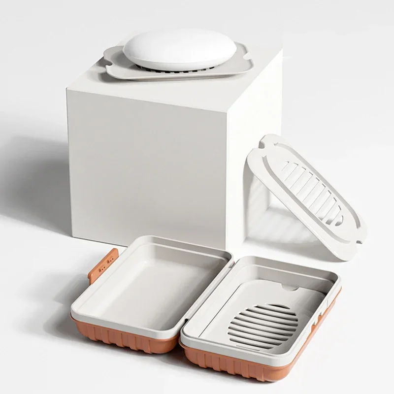 Home Essentials Bathroom Storage - علبة صابون بلاستيكية بغطاء، مثالية للاستخدام