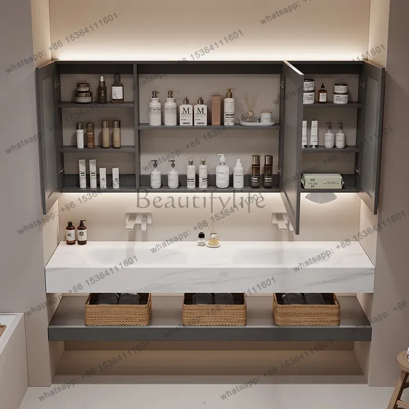 خزانة تخزين حمام فاخرة بسيطة L - مراجعة Home Bathroom Vanity Combo وسعره